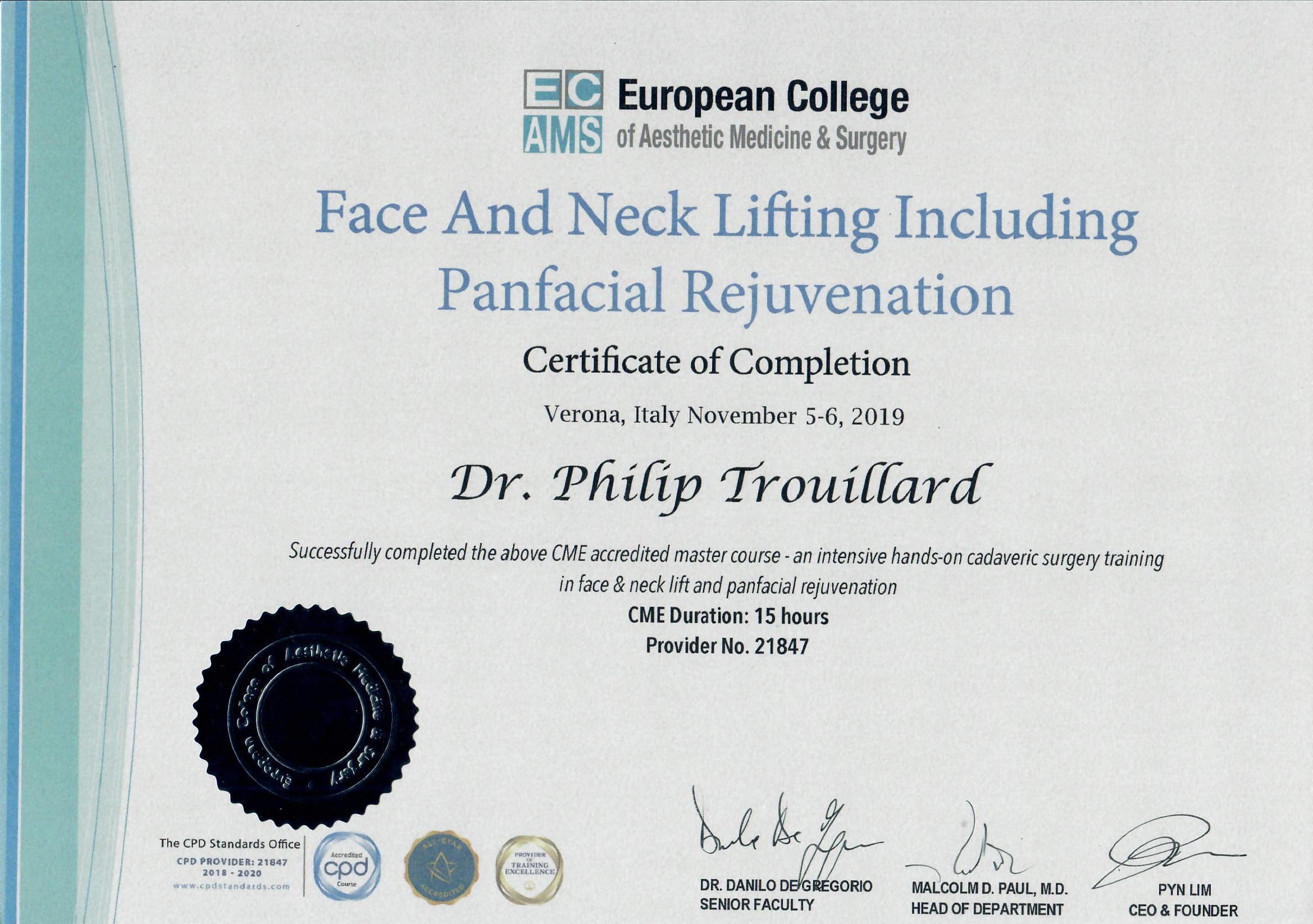 ECAMS.MASTER.FACIAL.2019 Neck & Face Lifting