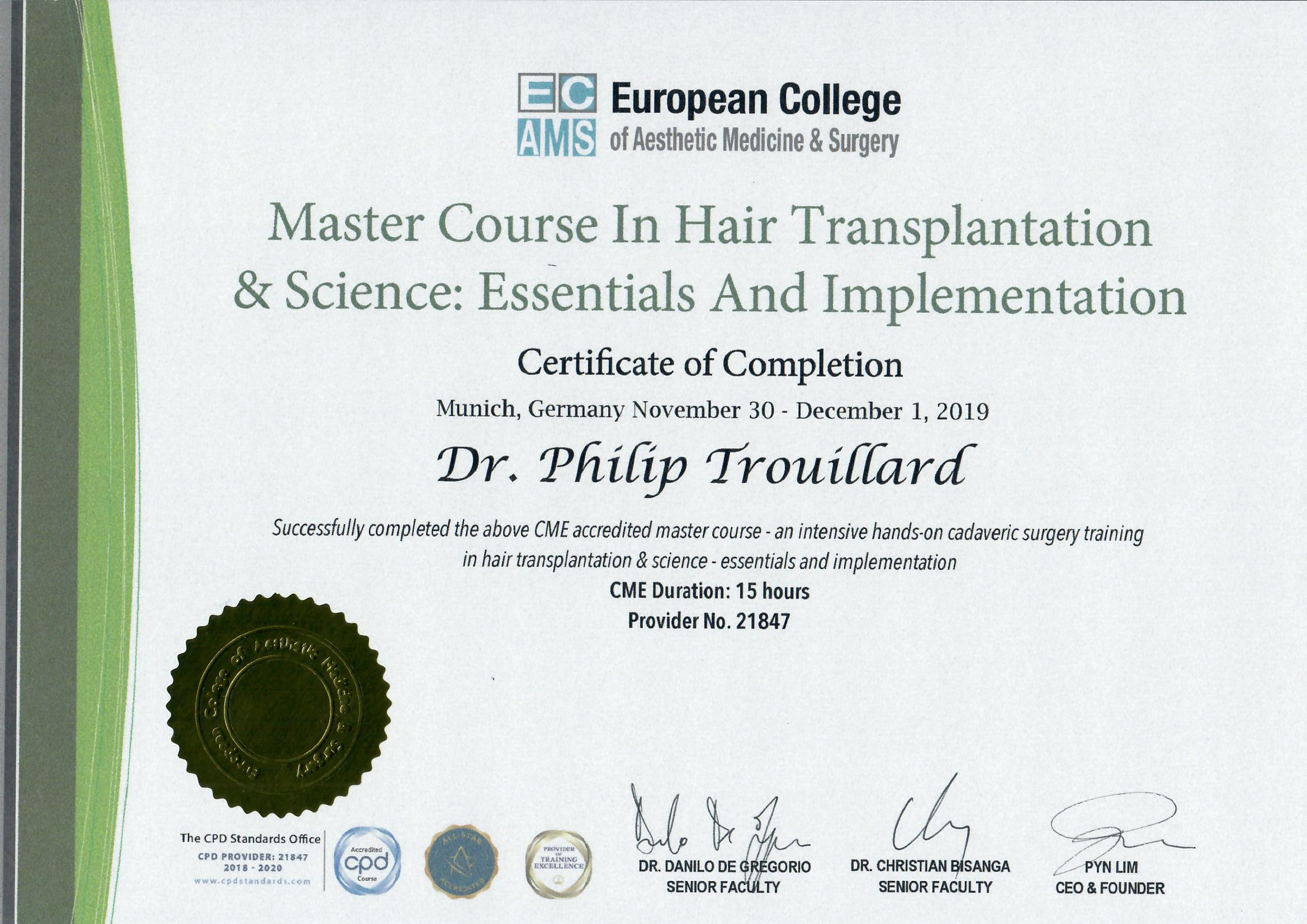 ECAMS.MASTER.HAIRFUE Master hairtransplantation